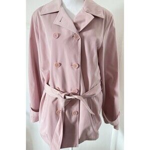 Women's Med Braetan Trench coat Jacket, Pastel pink, w/pockets & belt RN94468
